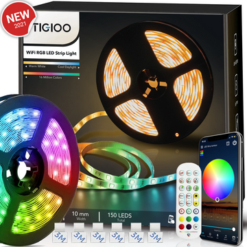 TIGIOO LED strip 10 meter - Wifi Lys strip med 16 farver